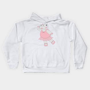 Grey Ballerina Hippo In Pink Tutu Digital Art | Melanie Jensen Illustrations Kids Hoodie